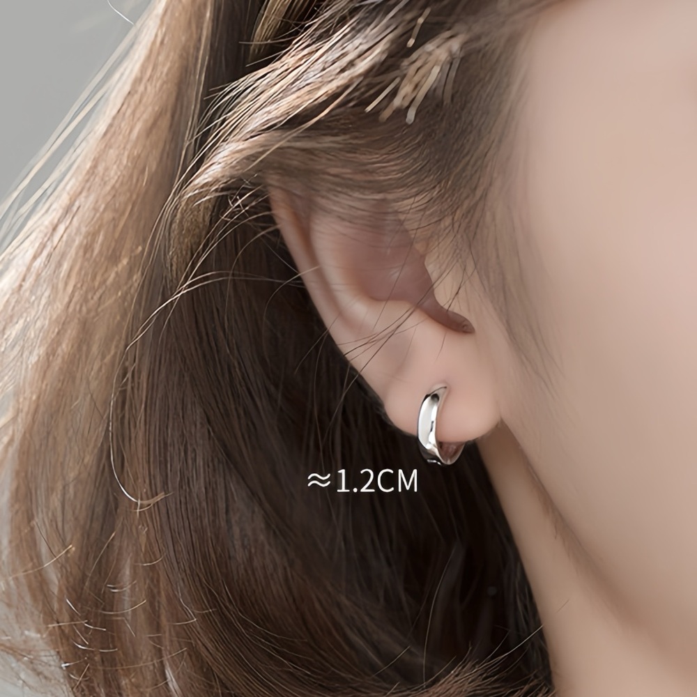Solid Silver Tiny Huggie Earrings- Sh005 12mm - image 7